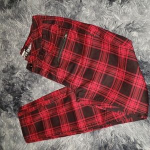 Hot Topic Red/Black plaid Jeans